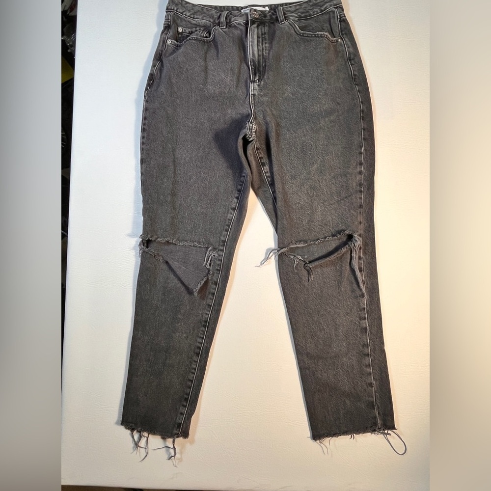 Garage Black Ripped High Waisted Cropped Mom Jeans Size 11